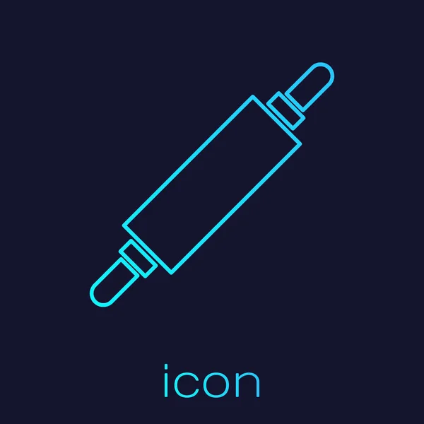 Turquoise Line Rolling Pin Icon Isolated Blue Background Vector Illustration — Stock vektor