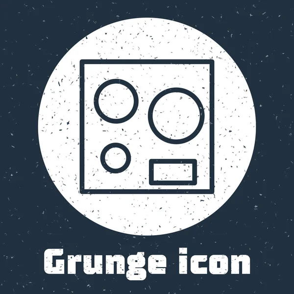Grunge Line Icône Cuisinière Électrique Isolée Sur Fond Gris Plaque — Image vectorielle