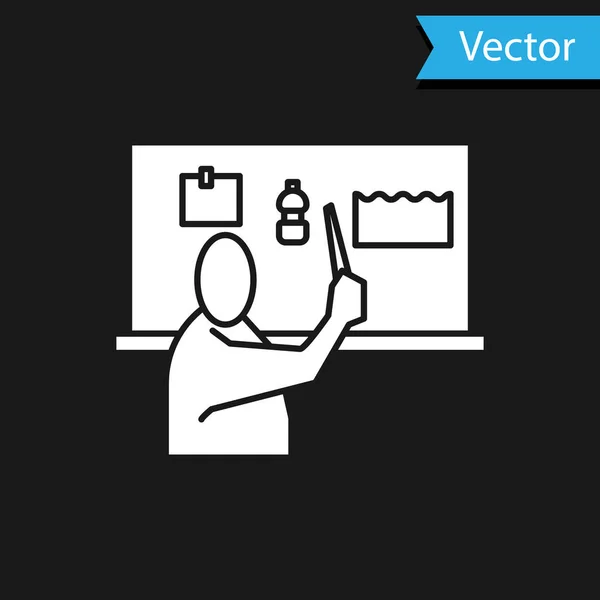 Icono de contaminación plástica White Stop aislado sobre fondo negro. Cartel ecológico. Ilustración vectorial — Vector de stock