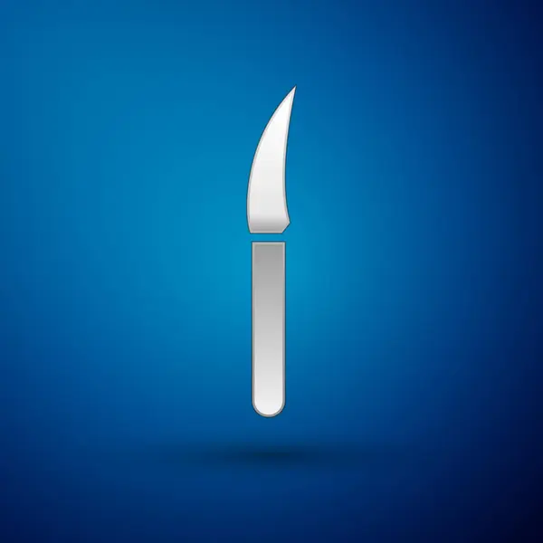 Icône Couteau Argent Isolé Sur Fond Bleu Symbole Couverts Illustration — Image vectorielle