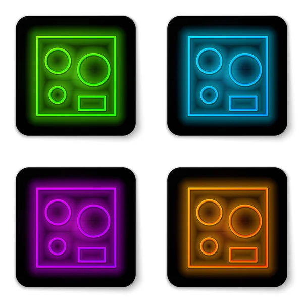 Glowing Neon Line Electric Stove Icon Isolated White Background Cooktop — Stock Vector