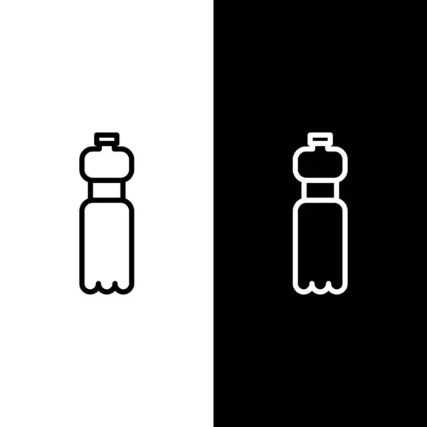 Set Line Bottle Water Icon Isolated Black White Background Soda — Stock Vector