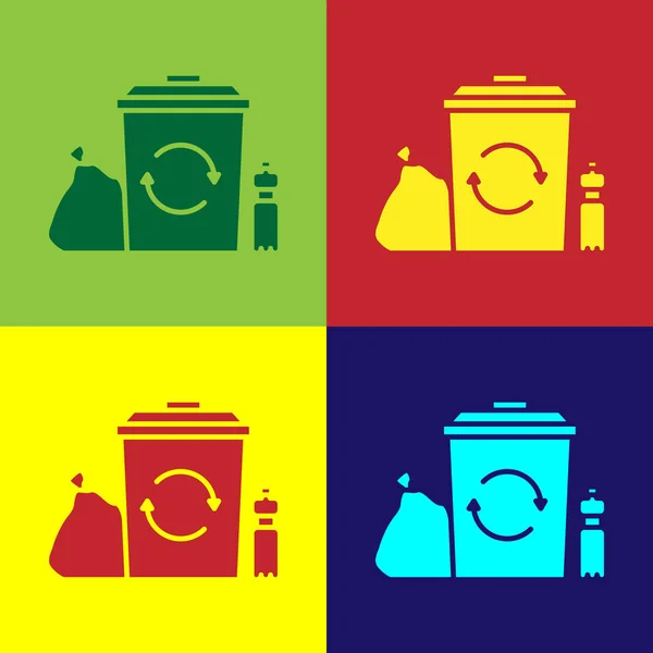 Farb Papierkorb Mit Symbolsymbol Auf Farbigem Hintergrund Isoliert Mülleimer Symbol — Stockvektor