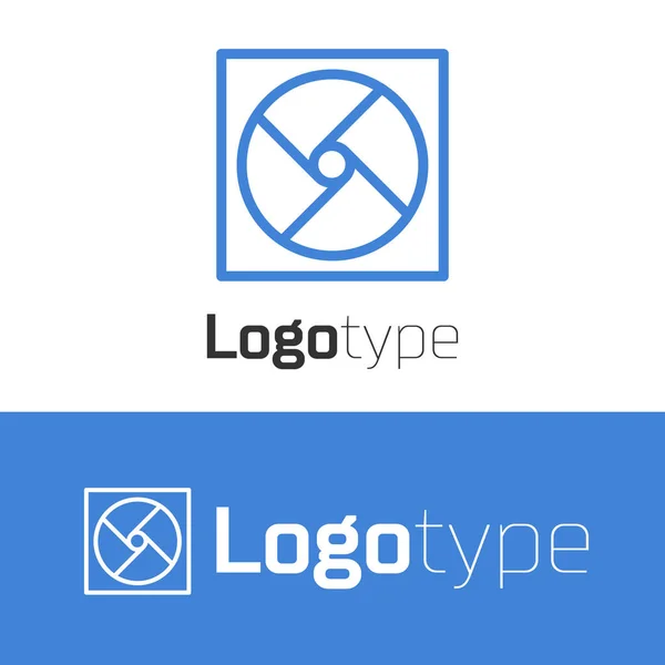 Blaue Linie Lüftungssymbol Isoliert Auf Weißem Hintergrund Logo Design Template — Stockvektor