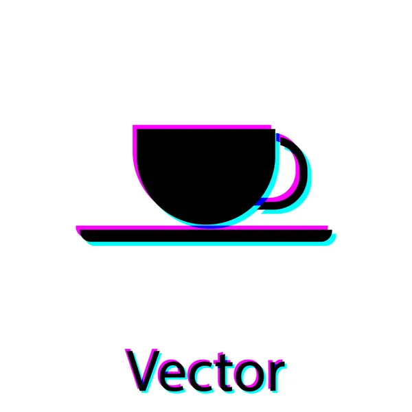 Beyaz Arkaplanda Siyah Kahve Bardağı Simgesi Var Çay Fincanı Sıcak — Stok Vektör
