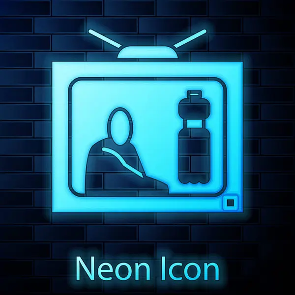 Zářící Neon Zastavte Plastovou Ikonu Znečištění Izolovanou Pozadí Cihlové Stěny — Stockový vektor
