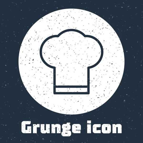 Grunge Line Chef Hat Icon Isolated Grey Background Cooking Symbol — Stock Vector