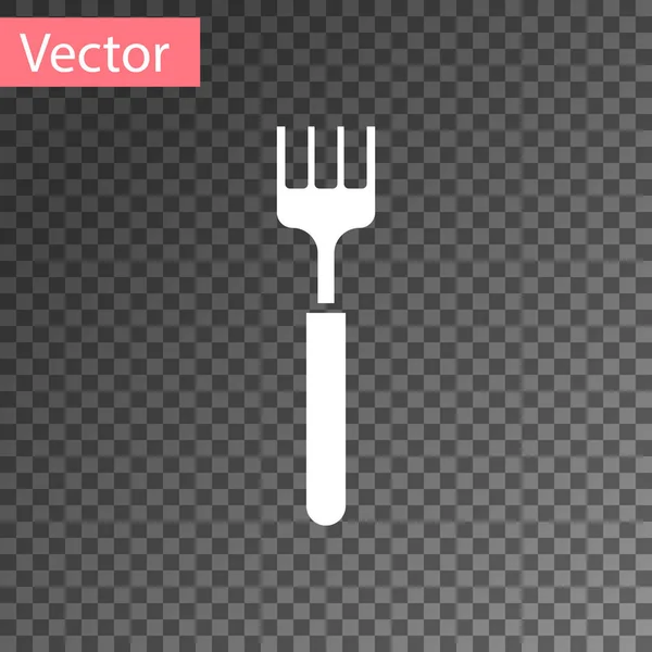 White Fork Icon Isolated Transparent Background Cutlery Symbol Vector Illustration — Stock Vector