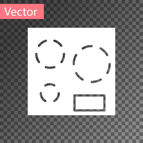 Bílá Elektrická Ikona Sporáku Izolovaná Průhledném Pozadí Znamení Kuchaře Hob — Stockový vektor