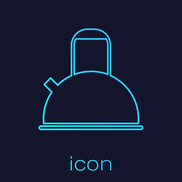 Turquoise Line Kettle Handle Icon Isolated Blue Background Teapot Icon — ストックベクタ