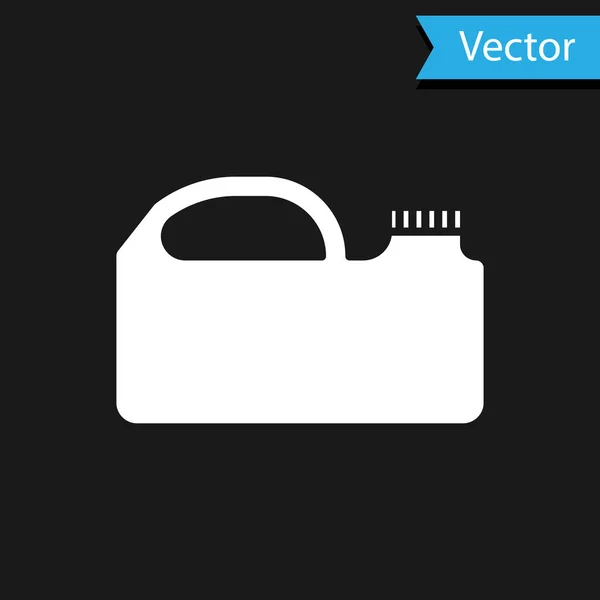 White Plastic Canister Motor Machine Oil Icon Isolated Black Background — ストックベクタ