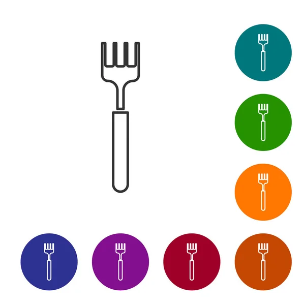 Ligne Grise Icône Fourche Isolée Sur Fond Blanc Symbole Couverts — Image vectorielle