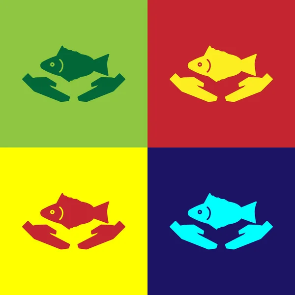 Color Fish care icon isolated on color background.  Vector Illustration