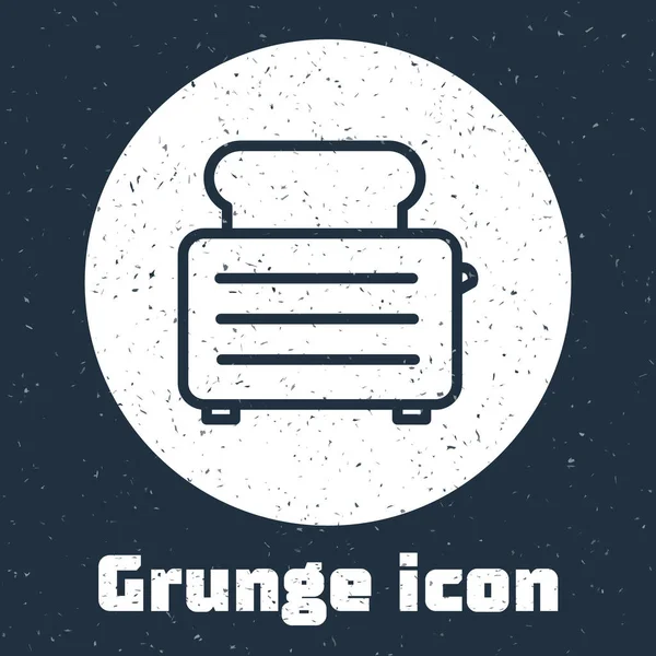 Grunge Line Toaster Mit Toastsymbol Isoliert Auf Grauem Hintergrund Monochrome — Stockvektor