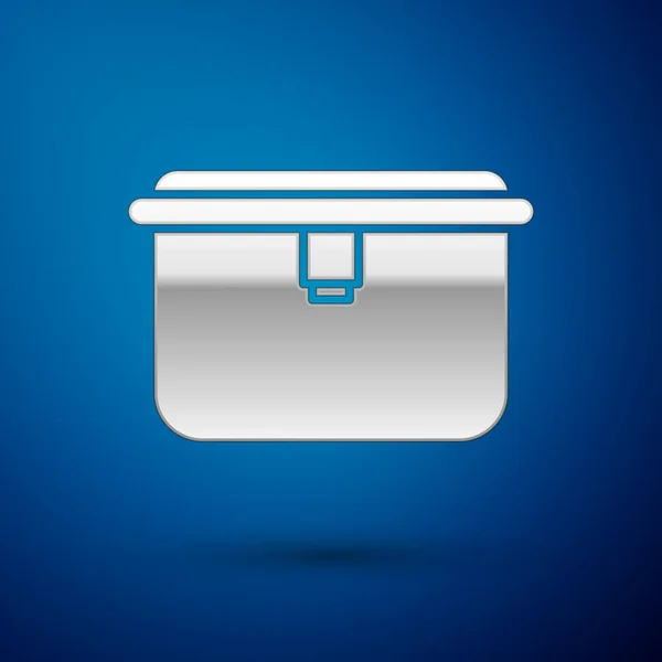 Silver Lunch Κουτί Εικονίδιο Απομονώνονται Μπλε Φόντο Εικονογράφηση Διανύσματος — Διανυσματικό Αρχείο