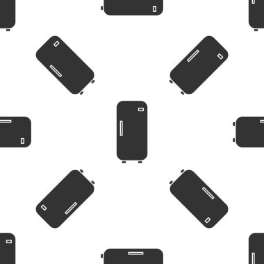 Gri buzdolabı simgesi beyaz arka planda yalıtılmış Dikişsiz desen. Buzdolabı dondurucu buzdolabı. Ev teknolojisi ve aletleri. Vektör Illustration