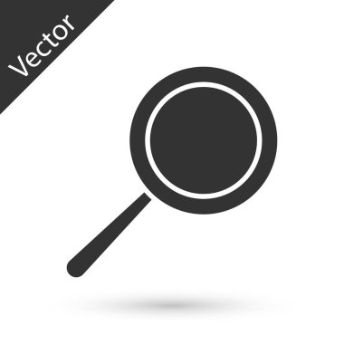 Gri Kızartma tavası simgesi beyaz arka plan üzerinde izole. Kızartma veya kızartma gıda sembolü. Vektör İllüstrasyonu