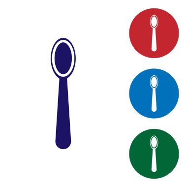 Blue Disposable plastic spoon icon isolated on white background. Set color icons in circle buttons. Vector Illustration