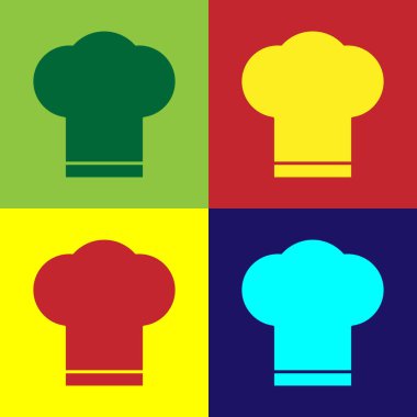 Renk arka planda yalıtılmış Renk Chef şapka simgesi. Pişirme sembolü. Aşçı şapkası. Vektör İllüstrasyonu