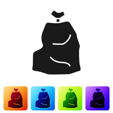 Black Garbage bag icon isolated on white background. Set icons in color square buttons. Vector Illustration