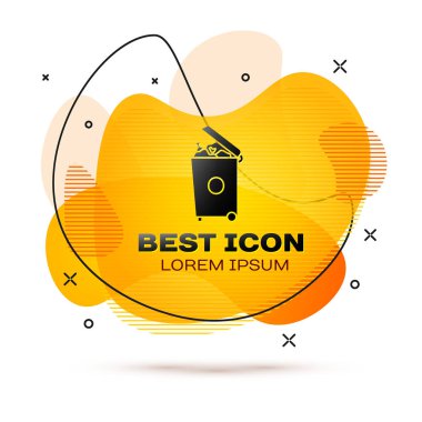 Siyah Çöp Kutusu simgesi beyaz arkaplanda izole edildi. Çöp kutusu tabelası. Sepet simgesini geri dönüştür. Ofis çöpü ikonu. Sıvı şekilli soyut pankart. Vektör İllüstrasyonu