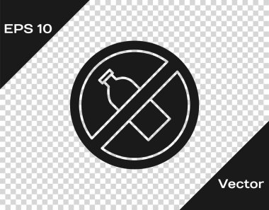 Grey No plastic bottle icon isolated on transparent background.  Vector Illustration