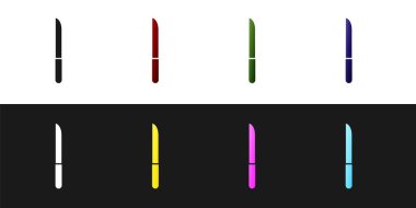 Bıçak simgesini siyah beyaz arkaplanda ayır. Çatal bıçak sembolü. Vektör İllüstrasyonu