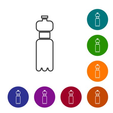 Beyaz arka planda izole edilmiş gri çizgi üzerindeki su ikonu. Soda su içme tabelası. Simgeleri renk daire düğmelerine ayarla. Vektör İllüstrasyonu