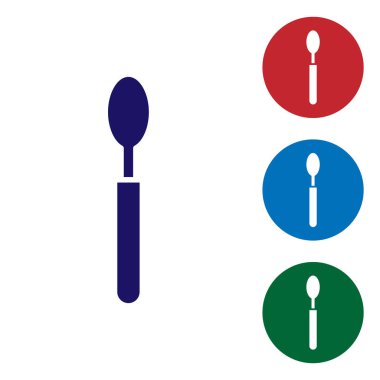 Blue Spoon icon isolated on white background. Cooking utensil. Cutlery sign. Set color icons in circle buttons. Vector Illustration