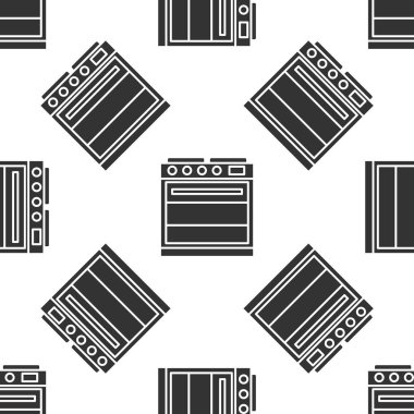 Gri fırın simgesi beyaz arka planda yalıtılmış Dikişsiz desen. Soba gazı fırın işareti. Vektör Illustration