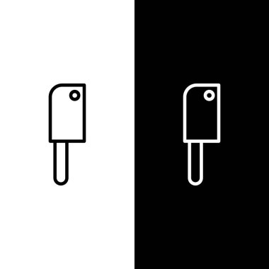 Et Helikopteri simgesi siyah beyaz arkaplanda izole edildi. Et için mutfak bıçağı. Kasap bıçağı. Vektör İllüstrasyonu