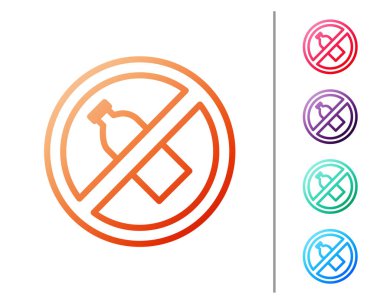 Kırmızı çizgi. Beyaz arka planda plastik şişe simgesi yok. Renk simgelerini ayarla. Vektör İllüstrasyonu