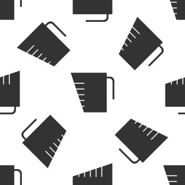 Kuru ve sıvı yiyecek ikonunu ölçmek için gri ölçü kabı beyaz arka planda izole edilmiş pürüzsüz desen. Plastik şişenin sapı var. Vektör İllüstrasyonu