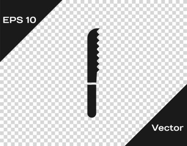 Gri ekmek bıçağı simgesi şeffaf arkaplanda izole edildi. Çatal bıçak sembolü. Vektör İllüstrasyonu