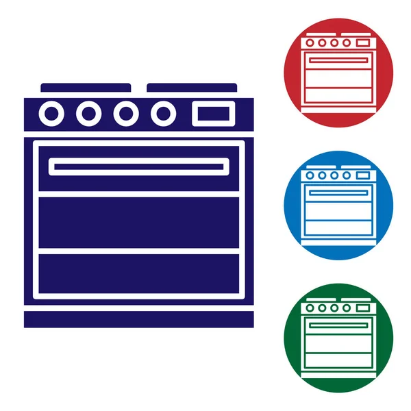 Blue Oven Icon Isolated White Background Stove Gas Oven Sign — Stock Vector