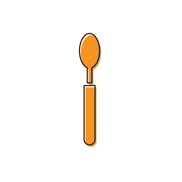 Oranje Lepel Icoon Geïsoleerd Witte Achtergrond Koken Gebruiksvoorwerp Bestek Teken — Stockvector