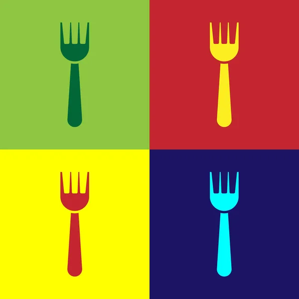Color Disposable Plastic Fork Icon Isolated Color Background Vector Illustration — 스톡 벡터