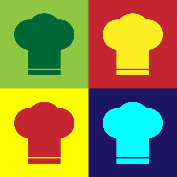 Farbe Kochmütze Symbol Isoliert Auf Farbigem Hintergrund Kochsymbol Kochmütze Vektorillustration — Stockvektor