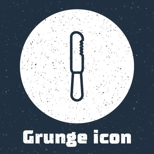 Grunge Line Disposable Plastic Knife Icon Isolated Grey Background Monochrome — Stock Vector