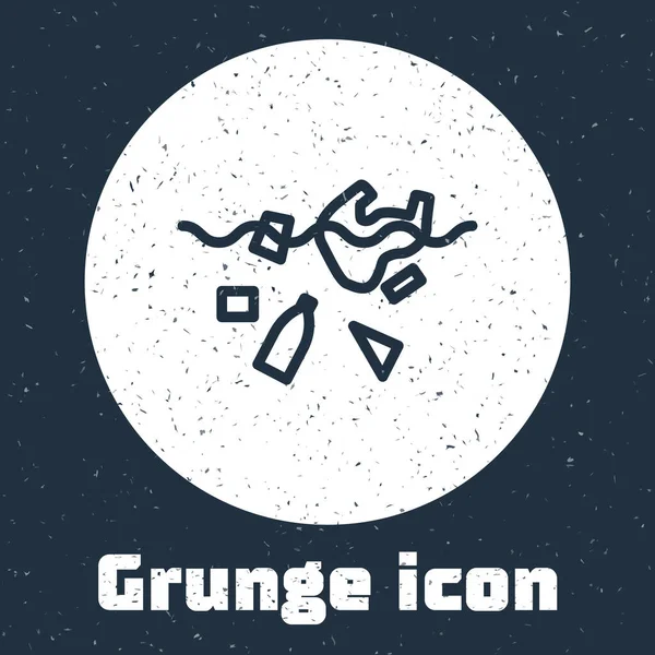 Grunge Line Problème Pollution Icône Océanique Isolée Sur Fond Gris — Image vectorielle