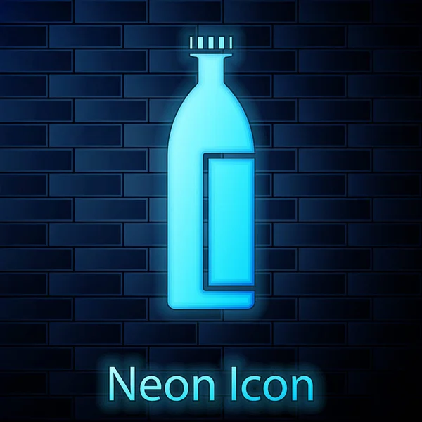Glowing Neon Cream Lotion Cosmetic Tube Icon Isolated Brick Wall — Stock Vector