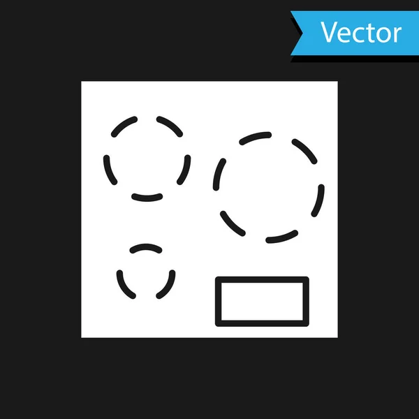 Белый Значок Электрической Плиты Выделен Черном Фоне Знак Cooktop Плита — стоковый вектор