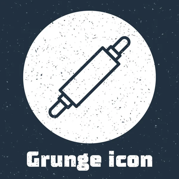 Grunge Line Icône Rolling Pin Isolée Sur Fond Gris Dessin — Image vectorielle