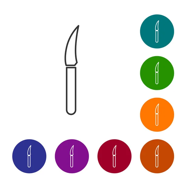 Grey Line Knife Icon Isolated White Background Cutlery Symbol Set — 图库矢量图片