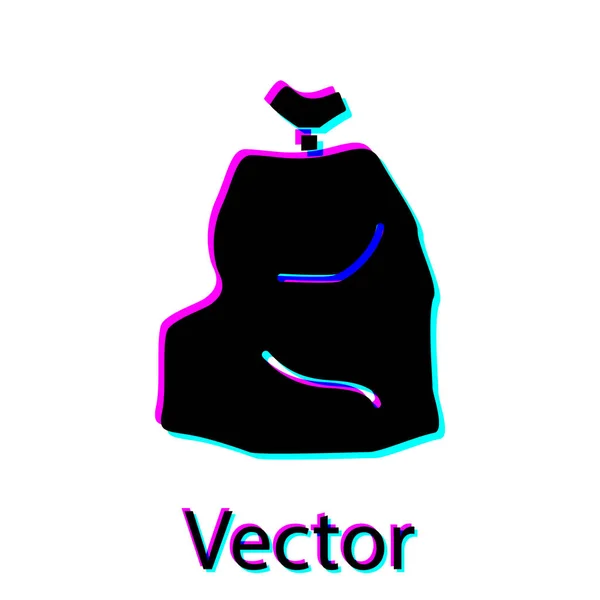 Icono Bolsa Basura Negra Aislada Sobre Fondo Blanco Ilustración Vectorial — Vector de stock