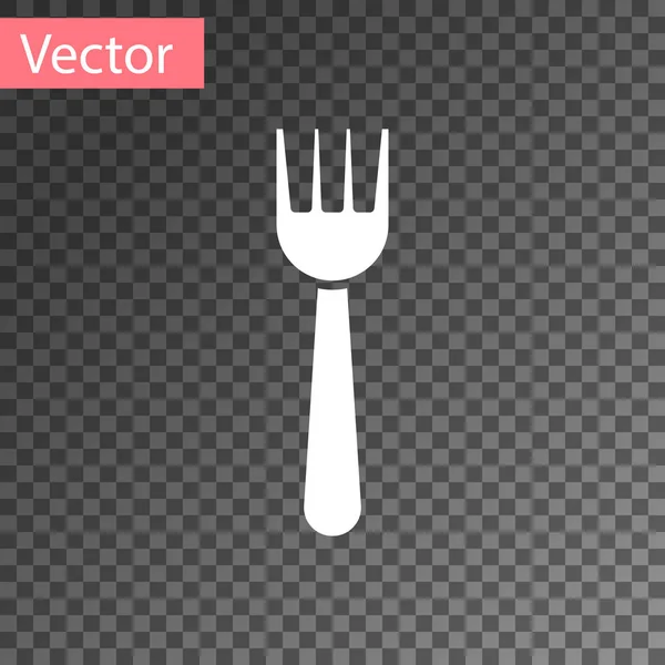 White Disposable Plastic Fork Icon Isolated Transparent Background Vector Illustration — Stok Vektör