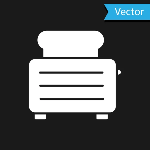 Weißer Toaster Mit Toastsymbol Isoliert Auf Schwarzem Hintergrund Vektorillustration — Stockvektor
