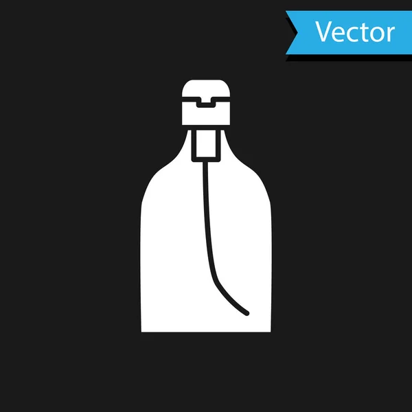 Белая Бутылка Жидкого Антибактериального Мыла Иконкой Диспенсера Черном Фоне Дезинфекция — стоковый вектор