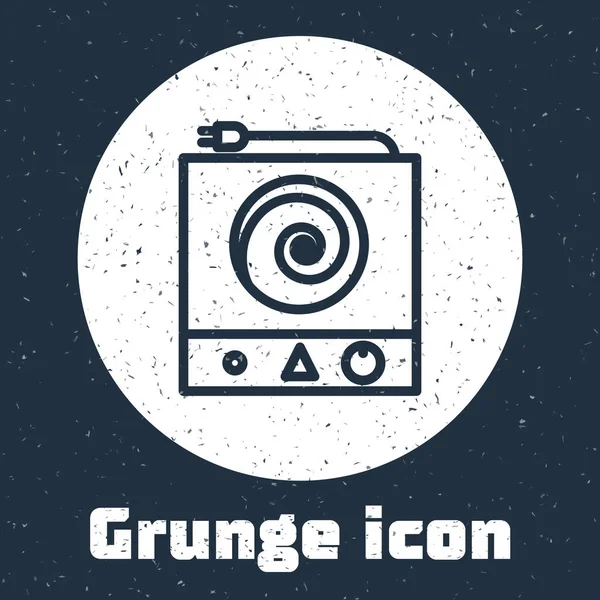 Grunge Line Electric Stove Icon Isolated Grey Background Cooktop Sign — 图库矢量图片