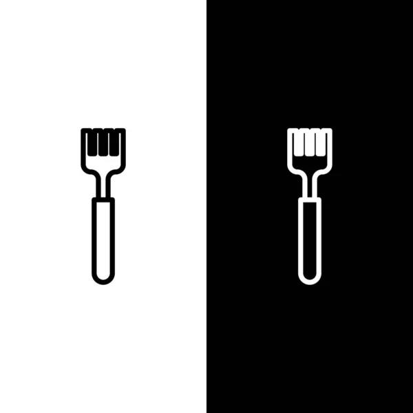 Set Line Fork Icon Isolated Black White Background Cutlery Symbol — 图库矢量图片